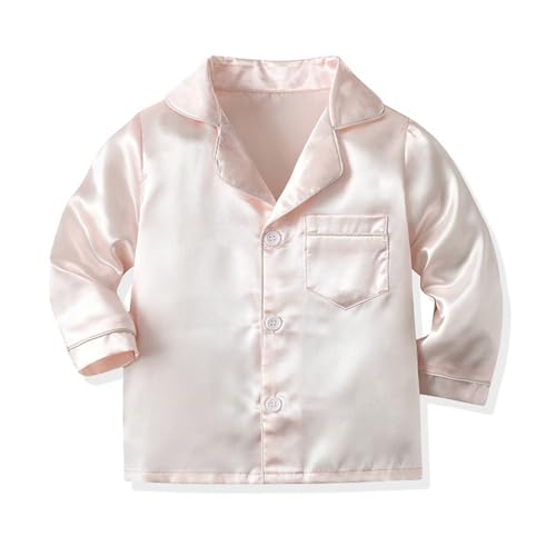Toddler Baby Girls Silk Outfit Satin Long Sleeve Soft Button Down Shirt Fall 2PCS Set Lightweight Elastic Waist Pants4