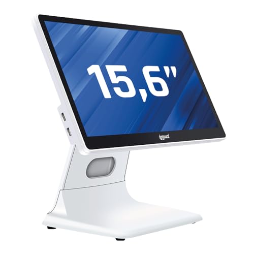 Iggual Tpv Aio 15,6 Wifi -Monitor Táctil Capacitivo, Panorámico 16:9 -So. Windows 11pro -Procesador Intel N100 Caché 6 Mb 3,4 Ghz -Ssd 256 Gb 8gb Ram-Todo En Uno -Uso Comercial-Apto Verifactu.Blanco