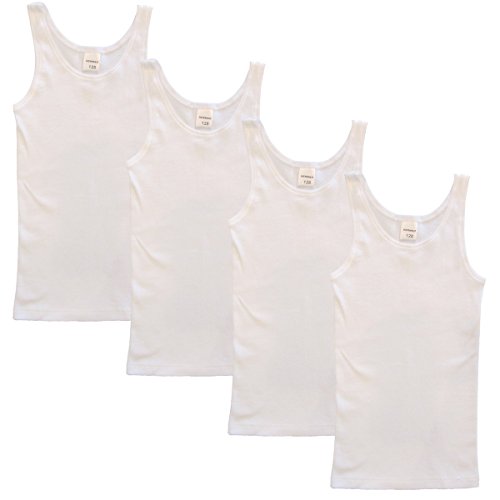 HERMKO 2000 4er Pack Mädchen Unterhemd aus 100% Bio-Baumwolle, Tank Top, Farbe:weiß, Größe:104