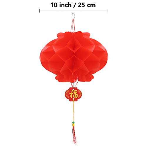 Fancywolf 10 Pcs Chinese New Year Lanterns Red Lanterns Set Of 10 For Chinese Spring Festival Wedding Festival Restauran Party Decoration (25 Cm/10", 10 Pcs) #TOP1