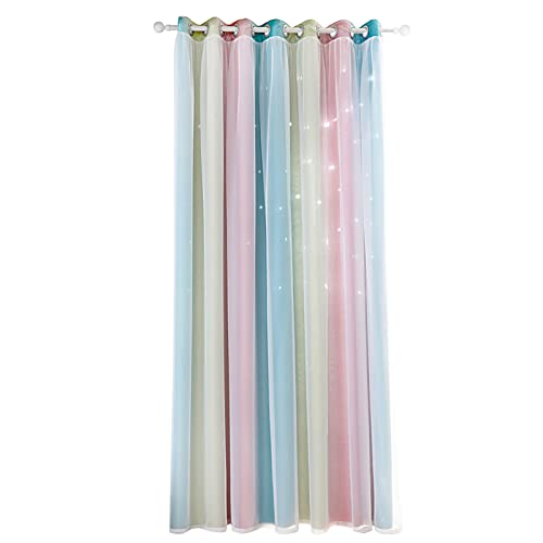 Cortina rosa de estrellas para dormitorio 100x130 cm 2