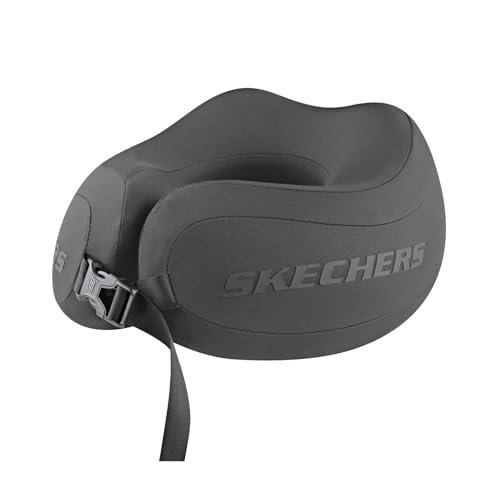 Image of Skechers Neck Pillow for Traveling,Memory Foam Travel Neck Pillow for Airplane Travel Pillow for Flight Headrest Sleep, Portable Plane Accessories,Gray