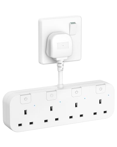 4 Way Multi Plug Extension, 4 in 1 Plug Adapter with Individual Switches, Short Cable Extension Lead Socket Adaptor
