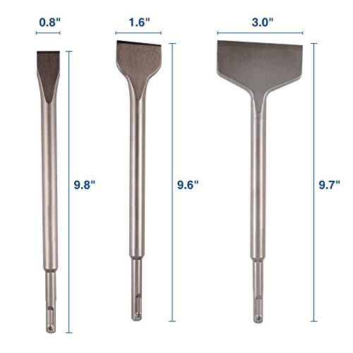 ZELCAN 6Piece Chisel Set for SDS Plus Bits Tile Grooving Scraping Flat