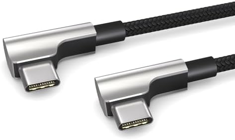 Kabel do ładowania 0,2 m, 3 A, USB C do USB C, USB 2.0, elegancka wtyczka kątowa, wyjątkowo elastyczna powłoka z tkaniny w kolorze czarnym