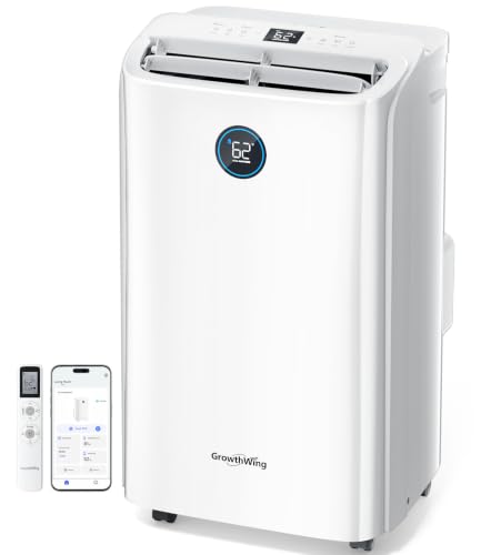 Image of 12,000 BTU Smart WiFi Portable Air Conditioner, Cools up to 550 Sq.Ft, Auto-Evaporation, 3-in-1 Modes, Voice & Remote Control, Quiet Operation, White