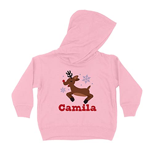 Reindeer Camila Christmas Kids Hoodie Sweatshirt Toddler 4T Light Pink