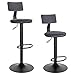 Lestarain 2X Barhocker mit Rückenlehne und Fußstütze, ergonomischer Hocker mit Samtbezug, höhenverstellbarer Stuhl 62-82 cm Sitzhöhe, 360°Drehstuhl mit Gummiring, Metall Dunkelgrau LBAI57003-2