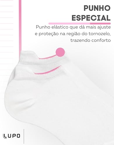 Kit 06 Pares Meias Protetor de Calcanhar Feminina Lupo Adulto | 6 Branco | 34-39