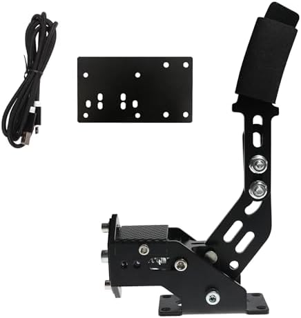 Dardoo 16Bit PC USB Handbrake with Clamp,Sim Racing Games Handbrake Multi-hole Adapter Plate Hall Sensor for Euro Truck Simulator/Assetto Corsa/DIRT.etc Only PC Windows System