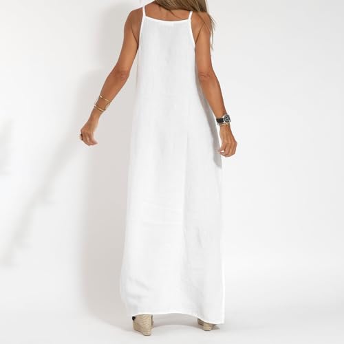 Spaghetti Strap Sundresses for Women, Women Flowy Maxi Dress Solid Color, Lightweight Split Beach Vacation Outfit2