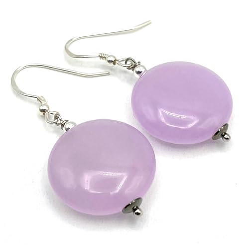 Boucles d'oreilles jade lavande en argent 925, parfaites pour le quotidien