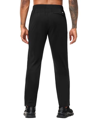 MIER Mens Athletic Sweatpants for Workout Gym Running Jogging Active Lightweight Track Sweat Pants, 3 Zipper Pockets Bottoms2