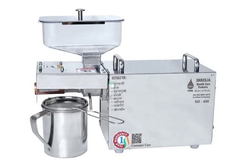 Shreeja Stainless Steel (304 Grade) Automatic Home Oil Press Extractor 400 W - Cold Press Oil Maker Machine Pure & Fresh Healthy Oil