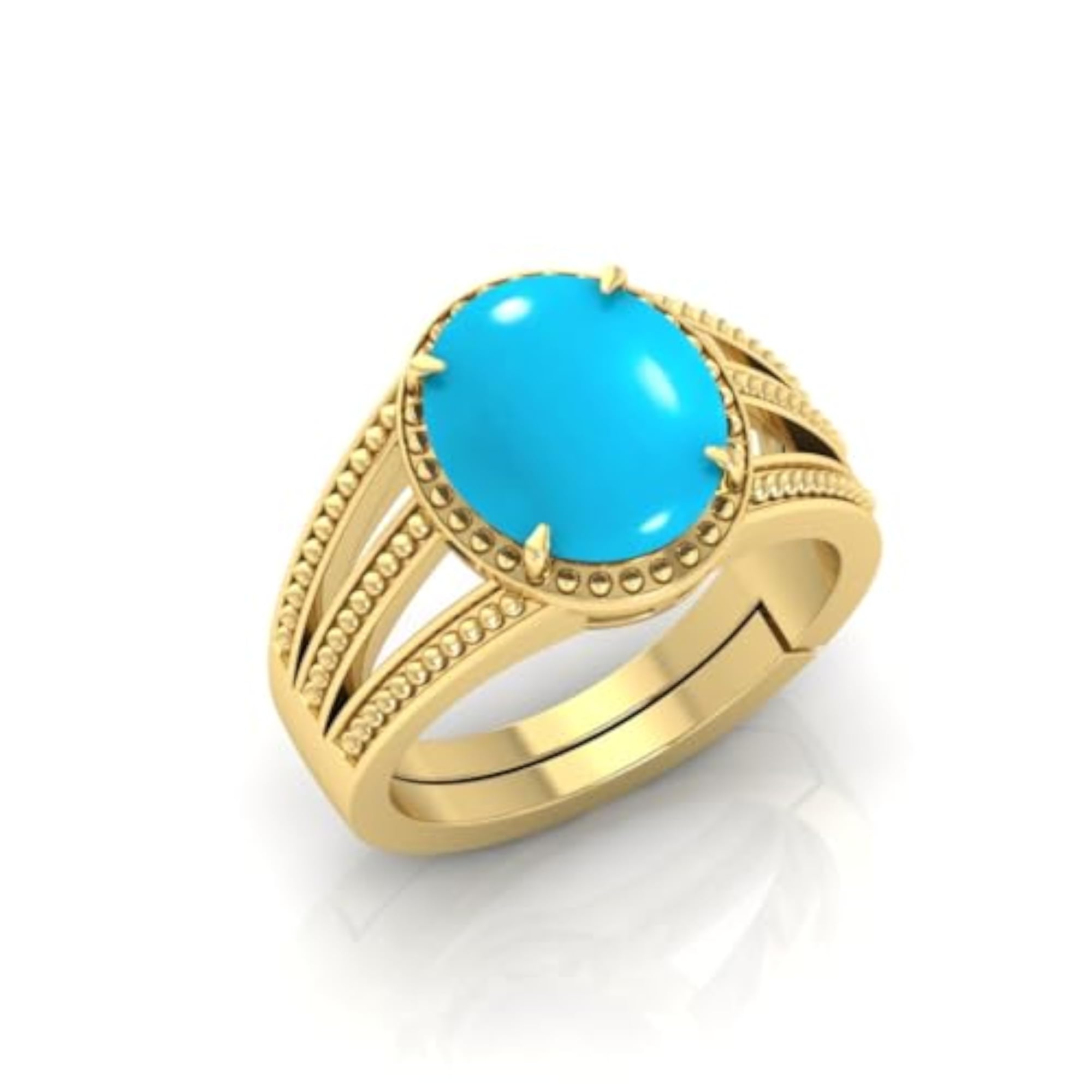 6.25 Ratti Turquoise Stone Gold Plated Adjustable Ring