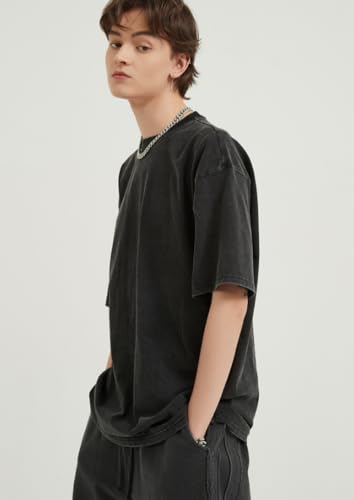 2 Pcs Unisex Mens Womens T Shirt Acid Wash Vintage Tee Shirt Casual Streetwear Basic Tees3