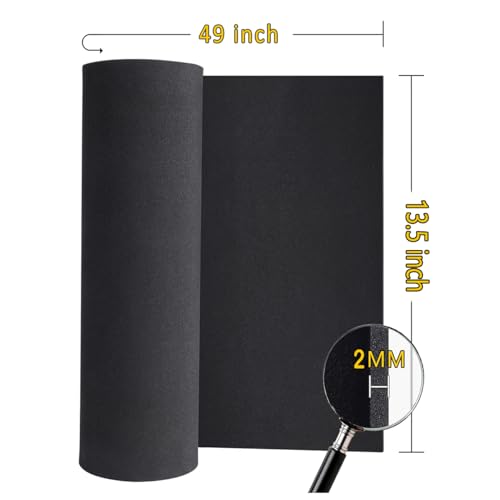 MEARCOOH Black 2mm EVA Foam Roll, 49''x13.5'' Premium Cosplay EVA Craft Foam Sheets, 1PCS Density 86kg/m3 for Cosplay Costume, Crafts, DIY Projects (Black 2mm)