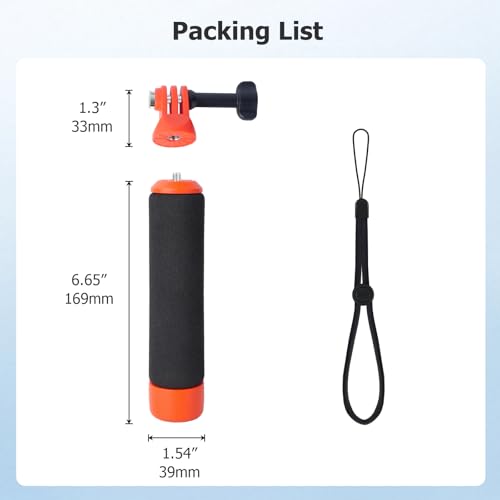 Mechrig Floating Handle Grip for GoPro Hero 12/11/10/9, Insta360 X4/X3, DJI Action 4/3 - High Buoyancy Waterproof Camera Float with Wrist Strap & Tripod Mount-933009