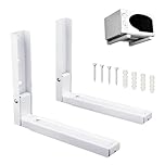 2X Heavy-Duty Wall-Mounted Microwave Brackets Foldable, Adjustable Stainless Steel Shelf for All Microwave Ovens | Space-Saving, 50kg Load Capacity | Rustproof & Ventilated Design (White)