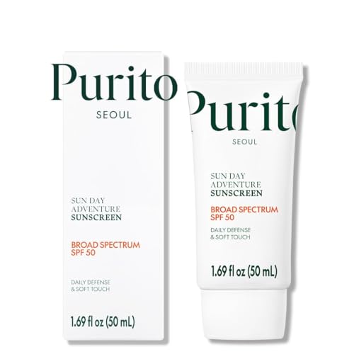 PURITO Korean Sunscreen SPF 50 | Lightest Texture, No White Cast, Broad Spectrum UVA/UVB | Oil-Free, Vegan, For All Skin Types | Daily Lightweight Sun Protection | Korean Skincare, 50mL 1.69 fl.oz