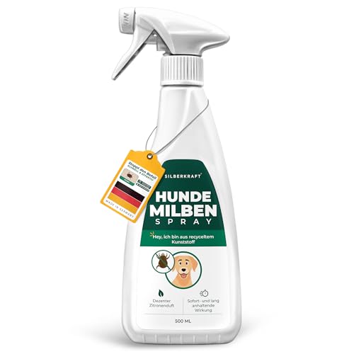 Silberkraft Milbenspray Hunde 500ml - Effektives Anti Milben Spray für Hunde - Milbenbefall behandeln Grasmilben Räudemilben Ohrmilben Hund