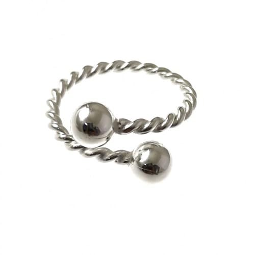 Minoplata Anillo bolas 6 Mm. y cuerpo reliado de Plata de ley 925