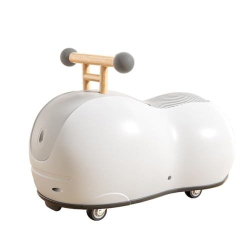 1歳から3歳の子供向けのピーナッツカーツイストカー、男の子と女の子向けのヨーヨーカー、人の上に座って横転を防ぐおもちゃ、カーキック、組み立て不要 (ホワイト)