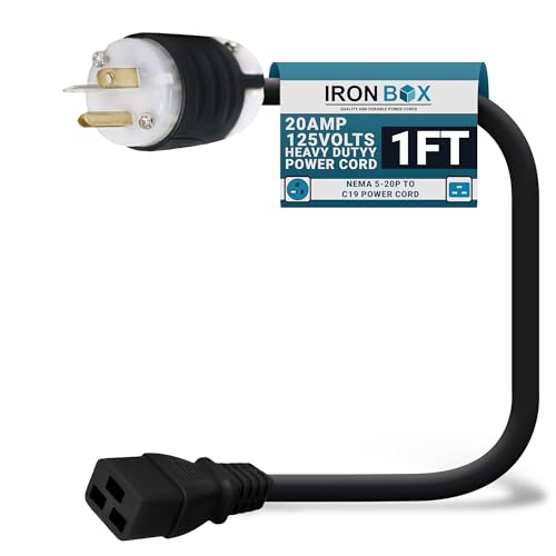 5-20P to C19 Power Cord, Build, 15A, 125V, 14/3 SJT, 1 Foot