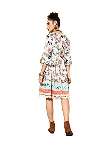 Image of ishin Women's Floral Empire Knee Length Dress