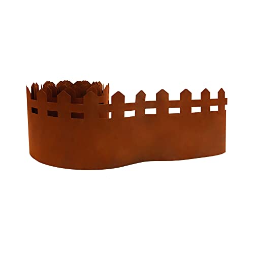 UNUS Rasenkante aus Metall mit dekorativem Motiv Zaun, 5 m, Beeteinfassung...