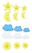 Glorex 6 2247 704 - Moosgummi Sticker Sonne, Mond und Wolken, selbstklebend, 52 Stück, sortiert in 5 Motiven in unterschiedlichen Größen, ideal zum Verzieren von Grußkarten, für Scrapbooking, usw.