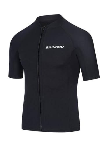 Camiseta de neopreno para hombre 2mm con manguita corta, cremallera, elástica, para surf, buceo y esnórquel miniatura 3