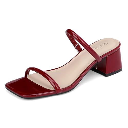 Image of Goderci Women's Chunky Block Low Heeled Sandals | 2 Strap, Square Open Toe, Slip On, Mule Heels