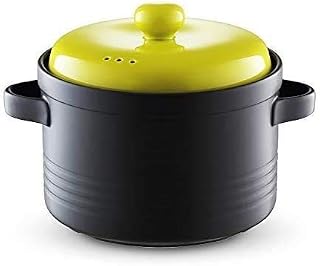 WRMIGN Cacerolas de cerámica de 5 litros, olla caliente con tapa de utensilios de cocina, resistente a los impactos con doble asa (color: verde, tamaño: 5L)