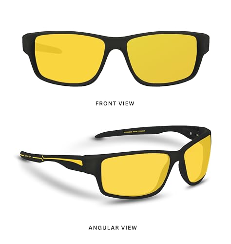 Image of EFERMONE Night Driving Glasses with Cleaning Kit, Yellow Polarized Lens, UV400, Anti-Glare Glasses for Riding Bike and Car