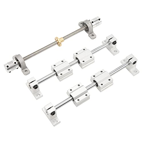 TTOCAR Eje de Varilla Guía de Movimiento Lineal, T8x8 Soporte de Eje de Tornillo Guía SC8UU Bloque de Rodamiento Deslizante Acoplamiento de Eje Flexible Rieles Lineales Rodamiento de Bolas de(8‑250)