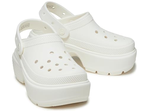 Crocs™ Stomp Clog Unisex Slip-on Shoes – Ideal for Pools and Streets – EVA Outsole, Footbed, and Lining Chalk Men's 7, Women's 9 Medium