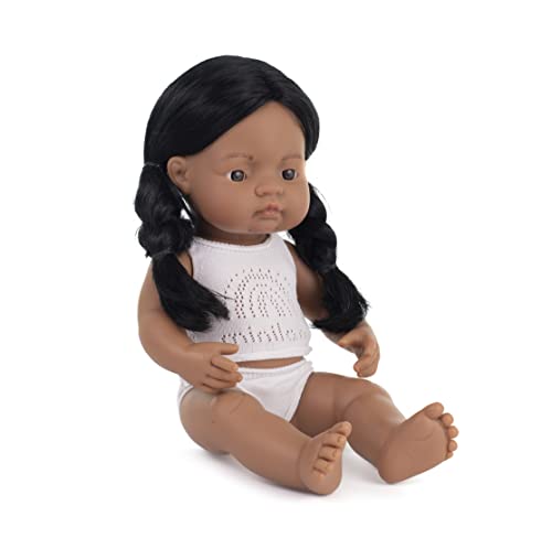 Image of Miniland Doll 15'' Native American Girl (Box) - Made in Spain, Anatomically Correct, Quality, Inclusion