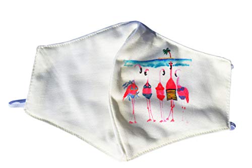 Masque en tissu imprime animal - oiseau - flamant rose - tissu double épaisseur - Lavable et réutilisable Cover