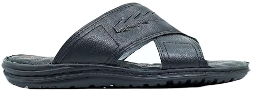 Sandalias de cuero para hombre Lusco: elegancia minimalista y puntera abierta en negro