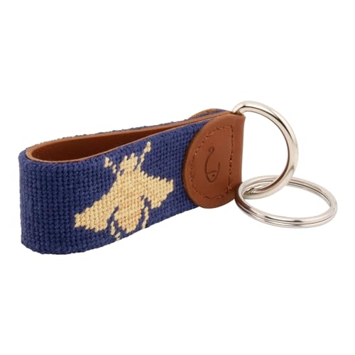 Image of Leather Hand-Stitched Needlepoint Key Fob or Key Chain