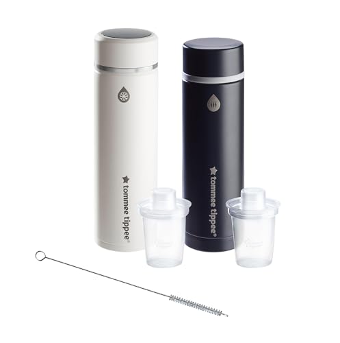 Tommee Tippee PrepGo Formula Feed Maker Set Portable Hot and Cool Flasks with LED Digital Temperature Display Travel Friendly Bottle Preparation in 2 Minutes