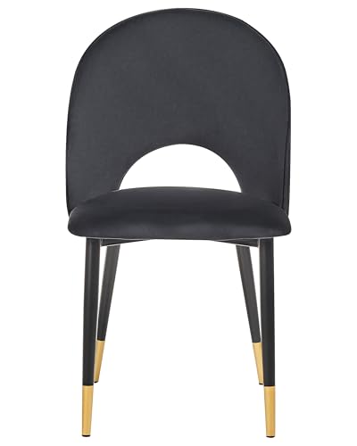 Conjunto de 2 sillas de comedor de terciopelo negro dorado patas Magalia