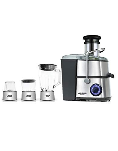 Arshia 4-in-1 Juicer Extractor – 800W Multifunctional Juicer, Blender, Coffee Grinder & Chopper, Dual Speed, XL Feeding Tube, 2L Pulp Container, Stainless Steel Construction