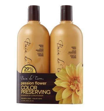 Bain De Terre Passion Flower Color Preserving Shampoo,Conditioner Liter Duo 33.8oz