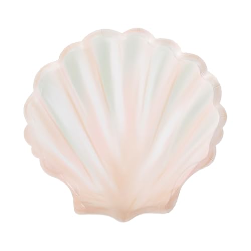 Gatherings by Curated Paperie Under the Sea Party Mermaid Shell Shaped Paper Dessert Plates 8.5 Inches 8 Count
