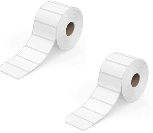 Image of True-Ally 60x40 Direct Thermal Barcode Label Sticker - 2.5 x 1.5 inches - 60mm x 40mm - 500 Labels Per Roll - White Self Adhesive Sticker for Printing Barcoding (2 Roll Per Pack (1000 Labels))