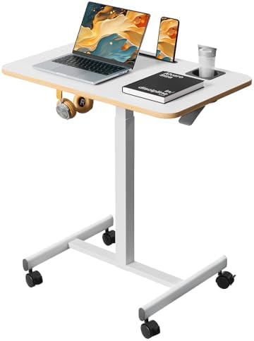 InfiniPower Mobile Standing Desk With Wheels | Adjustable Height Laptop Table, Portable Workstation
