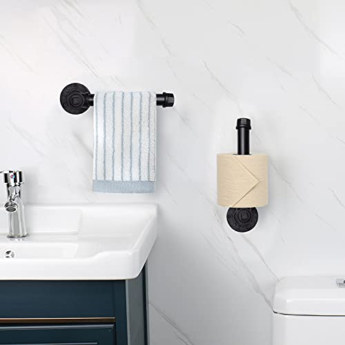 Livabber Rustic Style Diy Wall Mount Toilet Paper Holder - Industrial Iron Pipe Roll Tissue Holder For Bathroom Hallway Warehouse And Kitchen - 1 Pack (Black) #TOP6