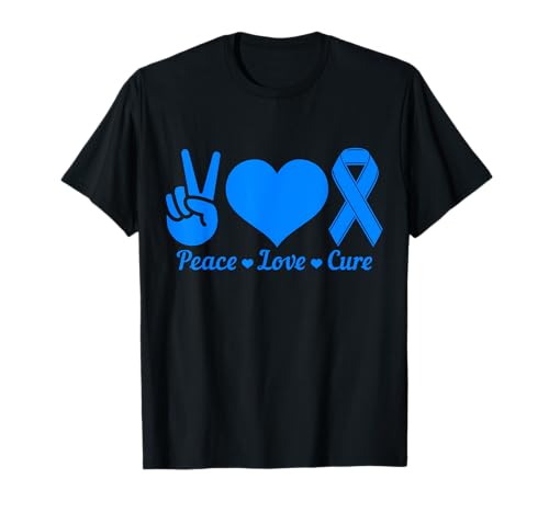 Diabetes Monat Peace Love Cure Blue Bandage Stütze T1D T-Shirt